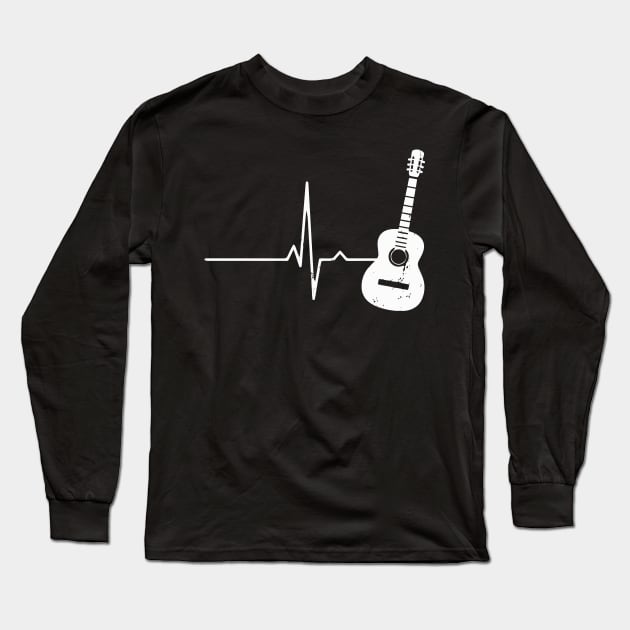 Acoustic Guitar Heartbeat Long Sleeve T-Shirt by tanambos